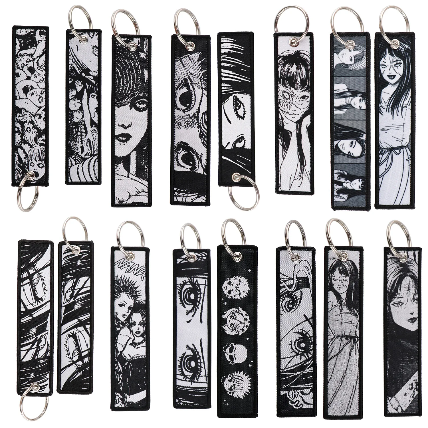 Newest Hot Selling Wholesale Tomie Nana Animation Custom Woven Logo Key Chain Embroidery Keychain Anime