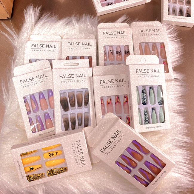 24pcs nail tips false nails artificial fingernails french full cover nail tips
