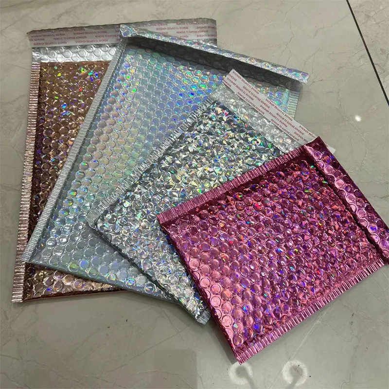 Metallic Poly Bubble Jewelry Package Shipping Bag Clothing Protective Padded Envelope Mailer Cosmetic Packing Carton Shipping