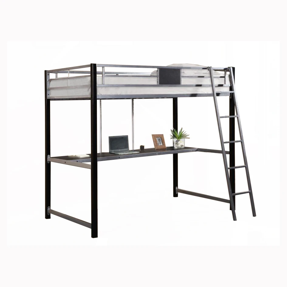 Space Saving Dormitory Adult  Metal Bunk Bed with Desk