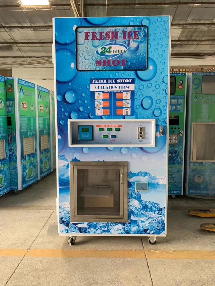 
cube vending machine ice and water dispenser with auto bagging system 