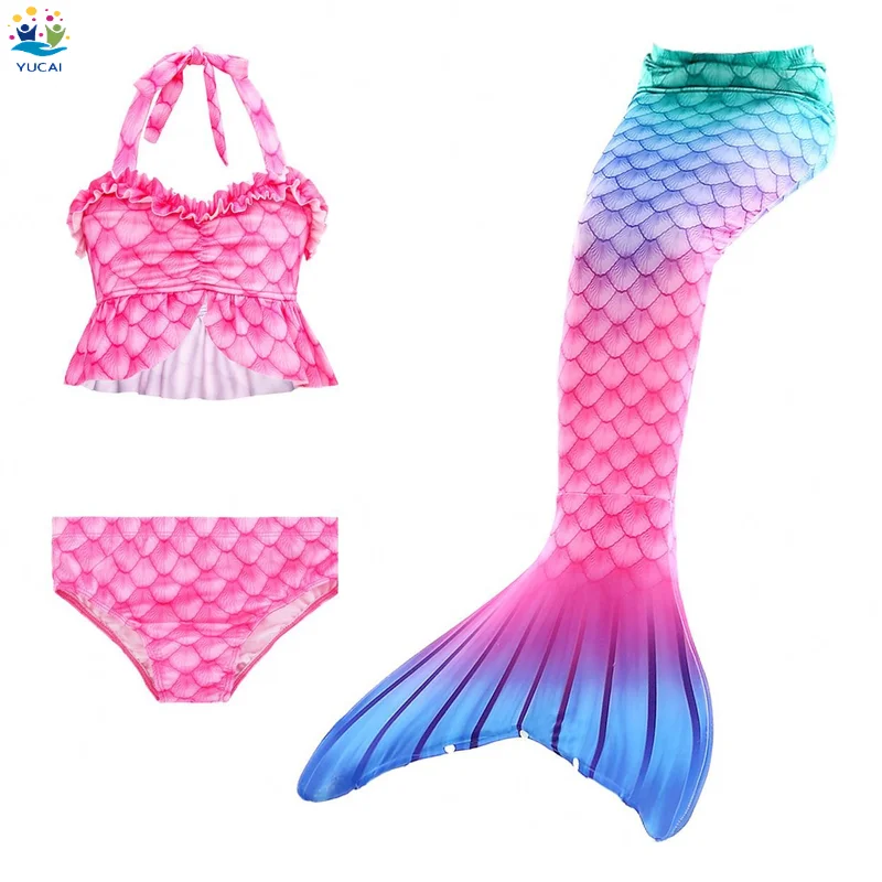 3-Piece Mermaid costume  tail swimsuit girl Princess Skirt swimsuit suit children mermaid suit tail  Print Pattern for Children
