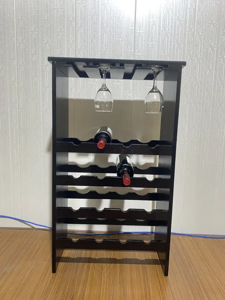 Popular Design Durable Modern Wine Bottle Glass Rack Easy To move Easy To Install Wooden Bamboo Wine Rack