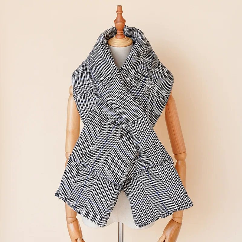 Шарф с логотипом на заказ Женский утолщенный теплый модный пуховой хлопковый клетчатый шарф большой в клетку перекрестными
