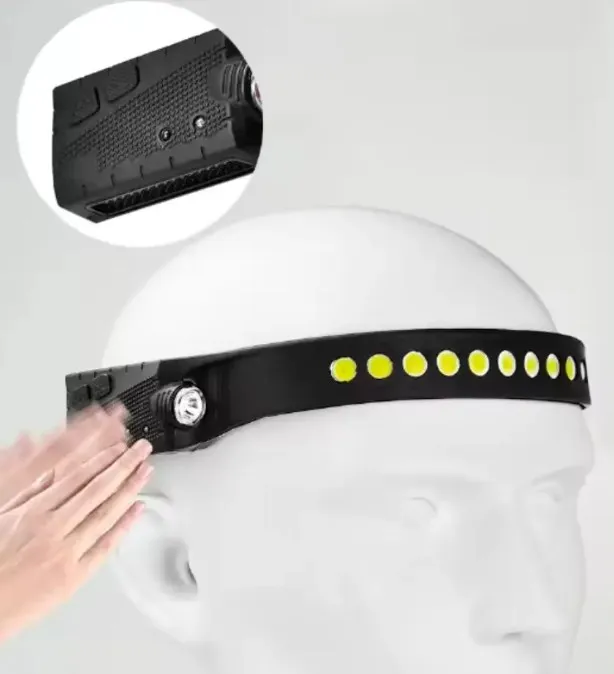 Rocking Induction COB Headlights Outdoor Riding Lights USB Night Run Silicone lights