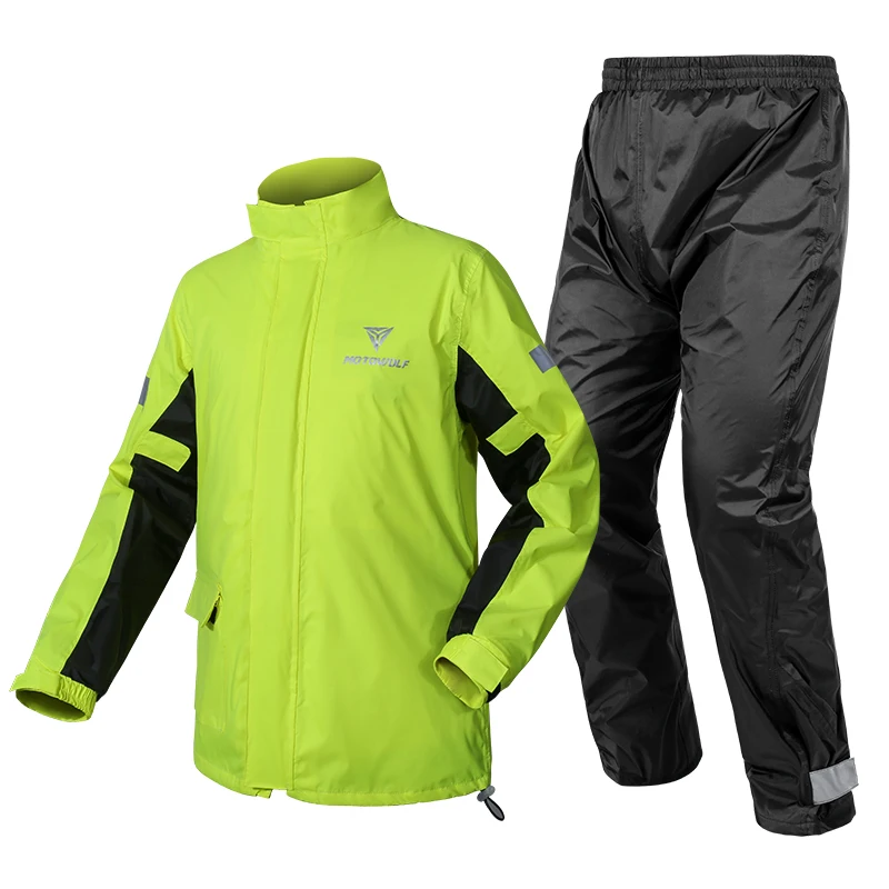 
MOTOWOLF Factory Custom Rain Coat With Pants Bike Polyester Motorcycle Waterproof Rain Suit For Mens 