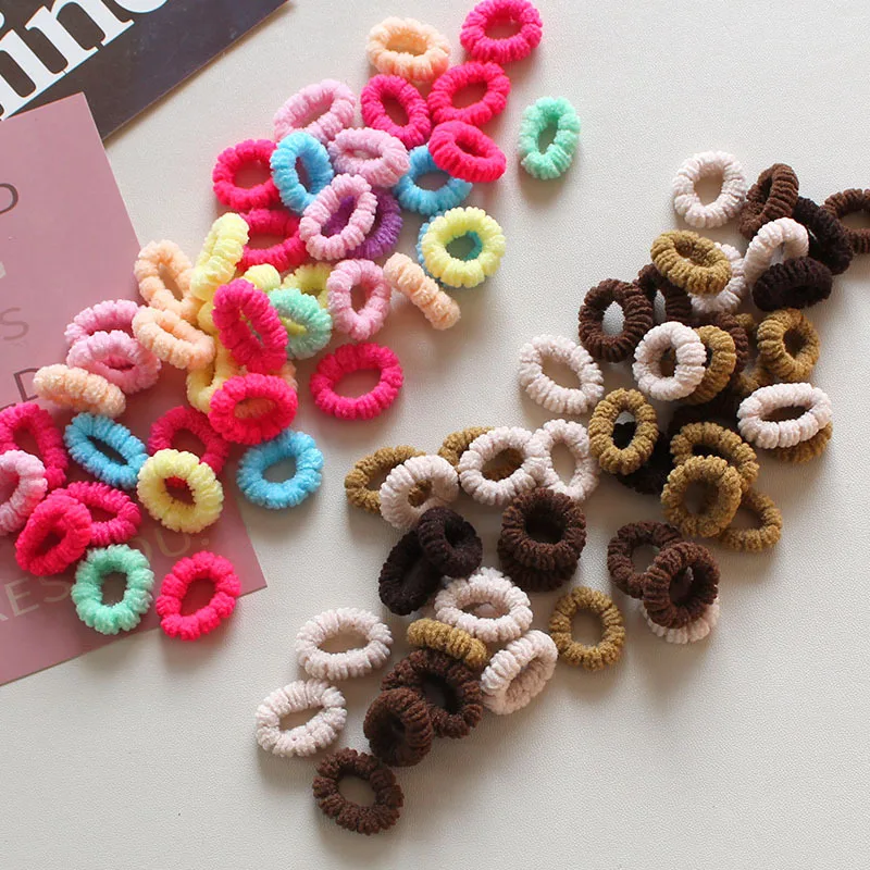 100pcs/pack Children Multicolor Elastic Scrunchies Baby Cute Small Soft Rubber Bands Hair Ties Toddler Infants Hair Accessories
