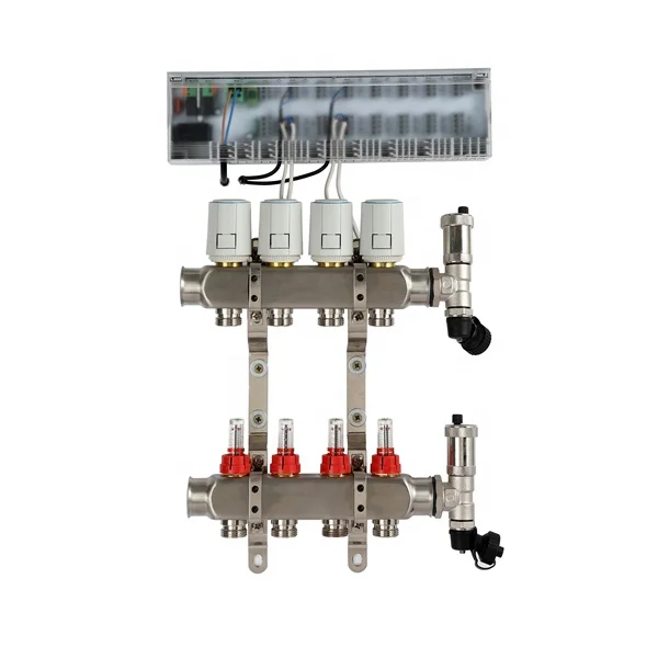 Floor heating system brass and stainless steel radiant water manifold