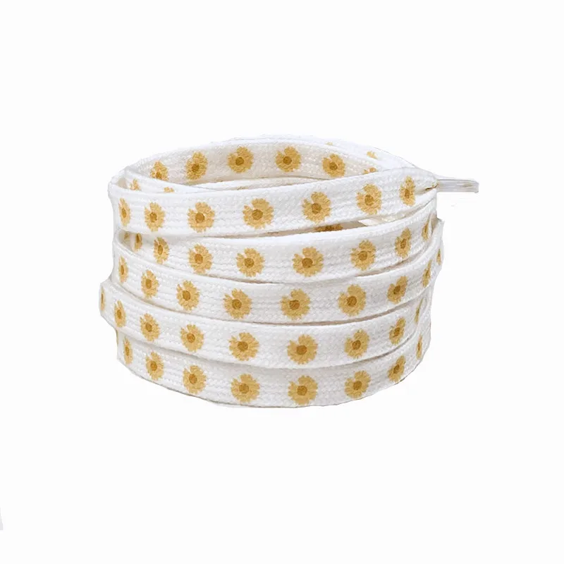 Yrunfeety Daisy Pattern Shoe Laces Print Shoelaces 8MM Custom Shoe Laces Printed for Off White Shoelaces Sneakers