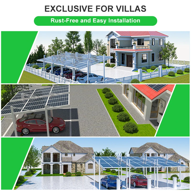 Energy Saving PV Carport Aluminum Mounting Set Charging Piles Shed Channel Solar Carport Solar Parking Car System