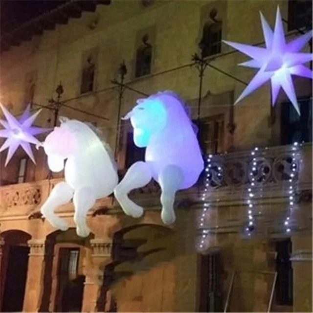 
festival party props wedding theme activity illuminates walking performance white inflatable unicorn horse costume 