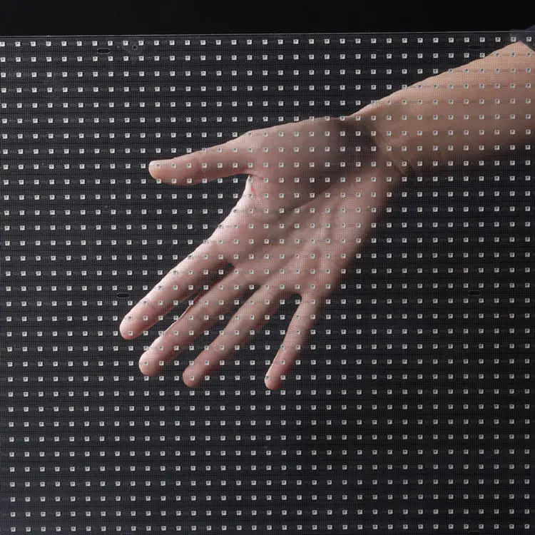 China supplier P7.5 P10 P15 Full Color Indoor PCB board Flexible LED Film soft curved curtain High Transparent Led Screen