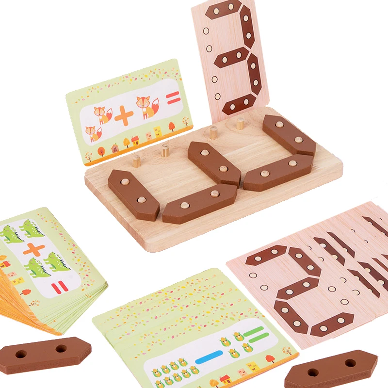 Children Math Building Block Toys Montessori Cognitive Digital Game Math Calculation Teaching Aids Early Educational Wooden Toys