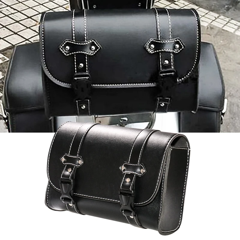 PU Fuel Tank Bag Vintage Side Tool Tail Bag Waterproof Motorcycle Luggage and Saddle Bag