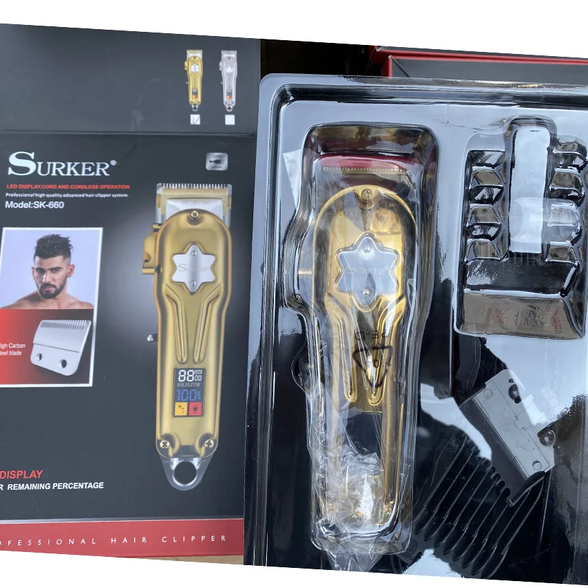 Машинка для стрижки волос Surker SK660 Pop, триммер для бороды, аккумуляторный, тихий