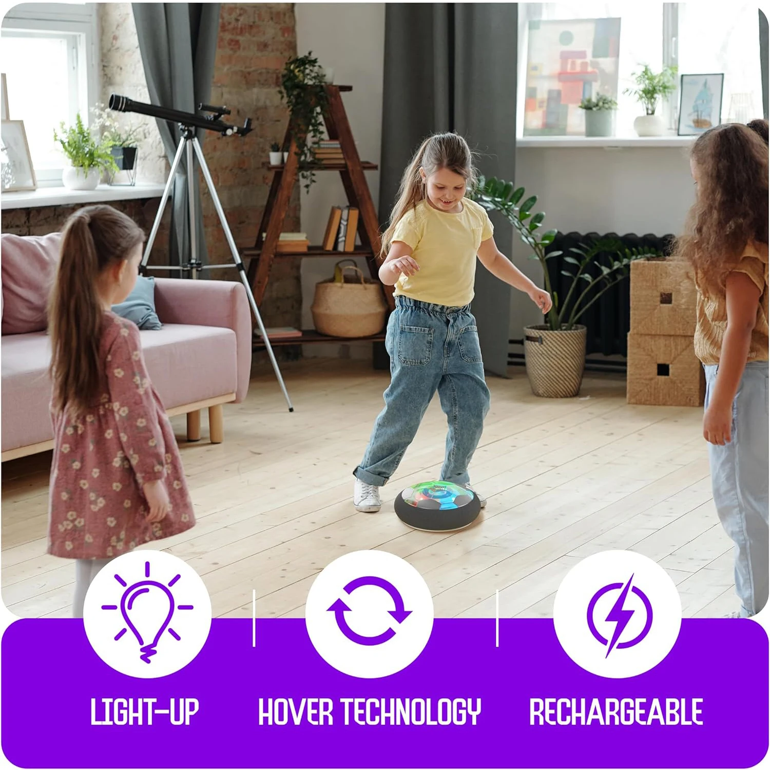 Indoor Kids Toys Hover Soccer Ball Battery Operated Football With LED Light