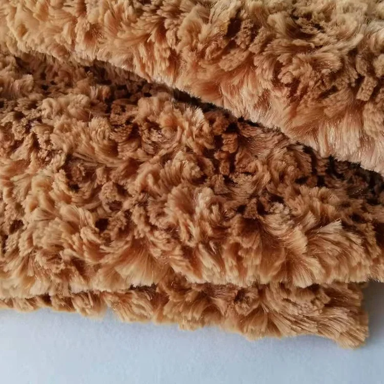 2021 Custom PV Custom 100% Polyester Plush Toy teddy bear twisted fur fabric