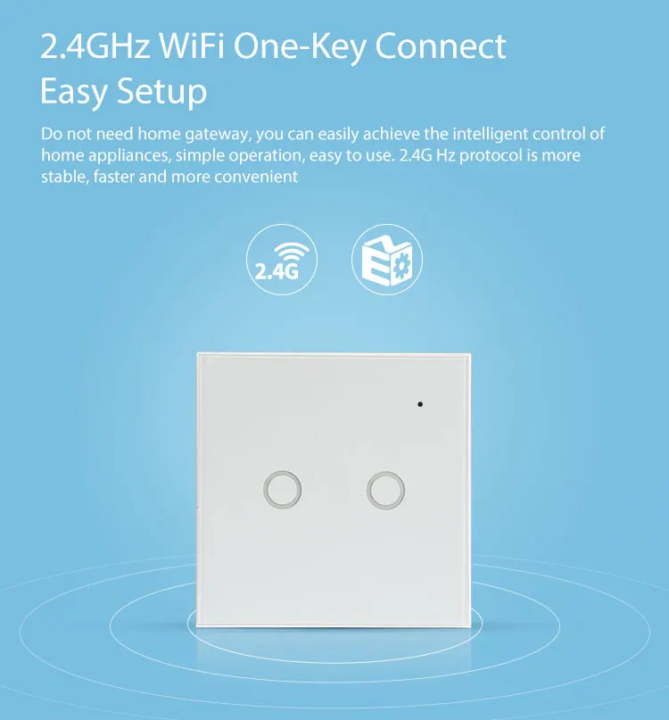  Tuya (версия ЕС smart Wi-Fi настенный сенсорный выключатель 2 gang alexa совместимого светового