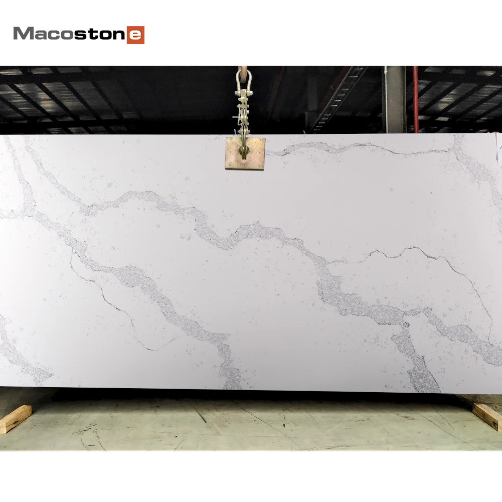Chinese Supplier Wholesale Good Big White Calacatta Marble Artificial Quartz Stone Slab Prices For Kitchen Countertops