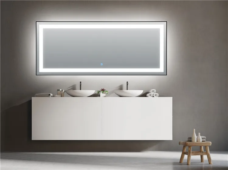 Hotel Illuminated Bathroom Mirrors Silver Bathroom Mirror with Led Lights