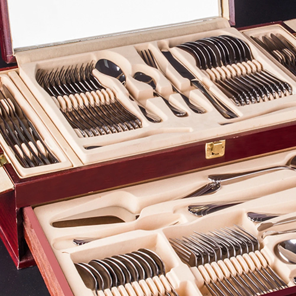 Personalized custom wedding flatware spoon set with gift box manufacturers wholesale dinner set 72 pcs