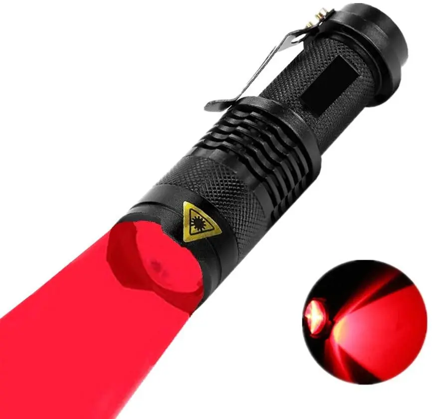 Observe The Star Map Zoom Red Light Hunting Torch Waterproof Mini Detecting Pinhole Camera LED Red Light Flashlight With Clip
