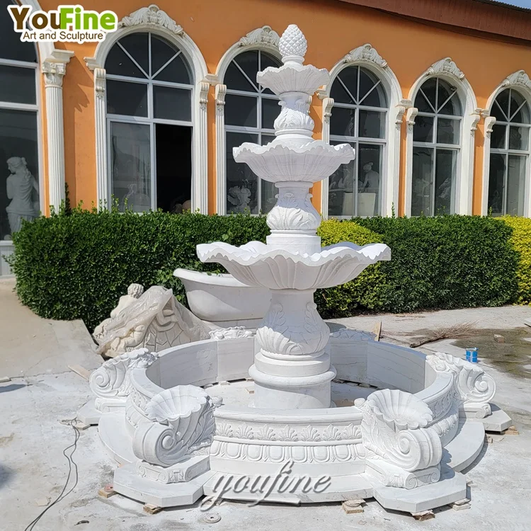 3 Tiers Outdoor White Stone Marble Garden Water Fountain