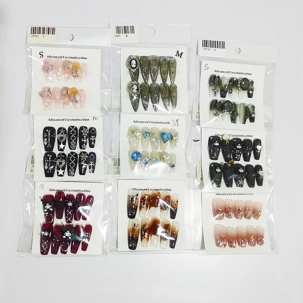 Super Long Random Design Size Wholesale Luxury Short Medium Long Nail Art Handmade Press On Nails