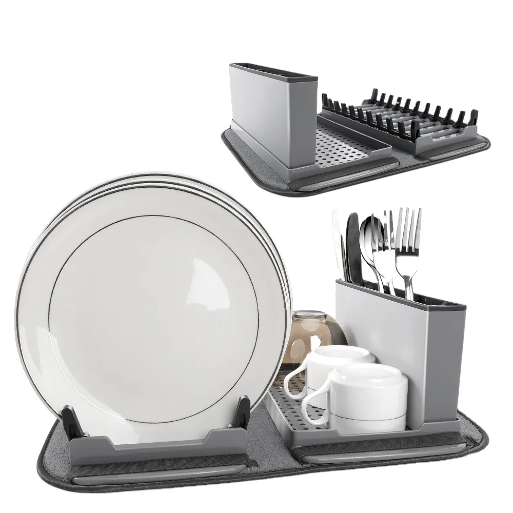 Masthome Multifunctional Kitchen Folding Draining Dish Fork Storage Rack Drying Dish Sink Rack With Dish Mat