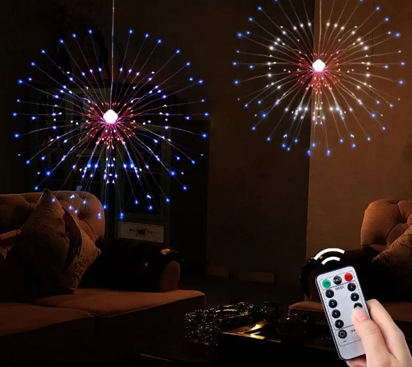 Высокое качество фейерверки огни Светодиодные строки света 8 режимов Фея Света с дистанционным управлением подвесной светильник рождественские украшения