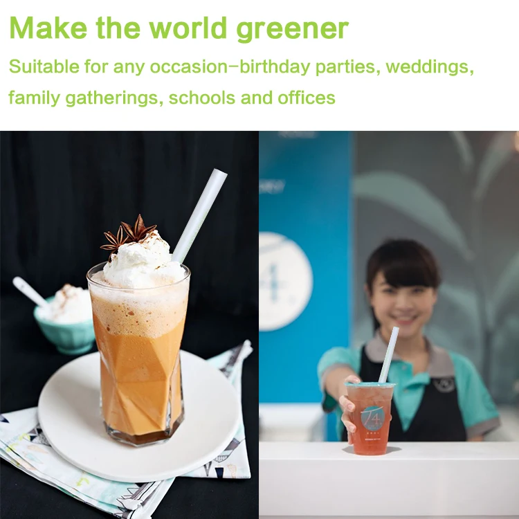 Disposable PLA Boba Straw For Coffee Shop Eco Friendly Natural 100% Biodegradable Reusable PLA Drinking Straw
