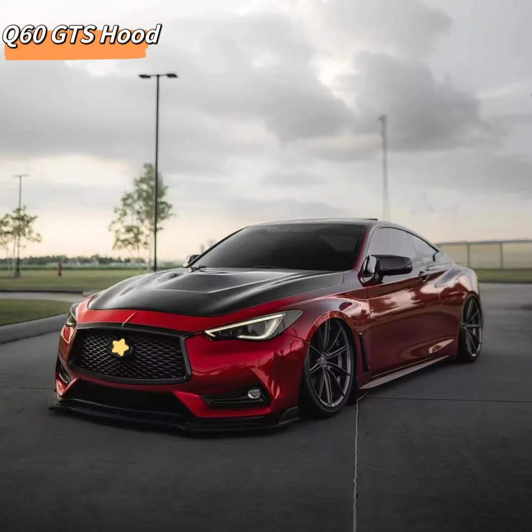 MRD Q60 GTS carbon fiber hood for Infiniti Q60 2016+ engine cover real Carbon Fiber with epoxy resin and gloss oil coated