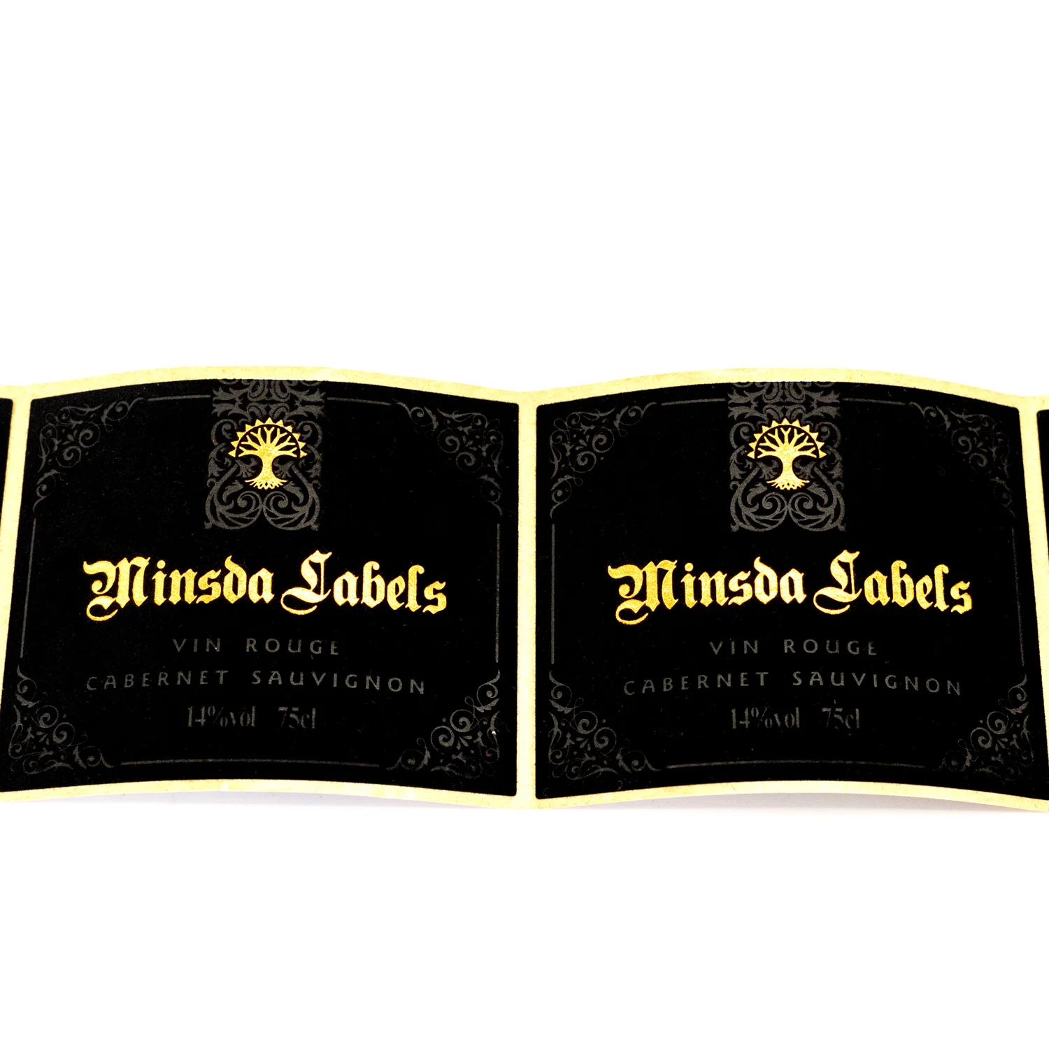 Custom Adhesive Paper Embossed Logo Velvet Fabric Flocking Label Sticker Gold Foil Perfume Bottle Label