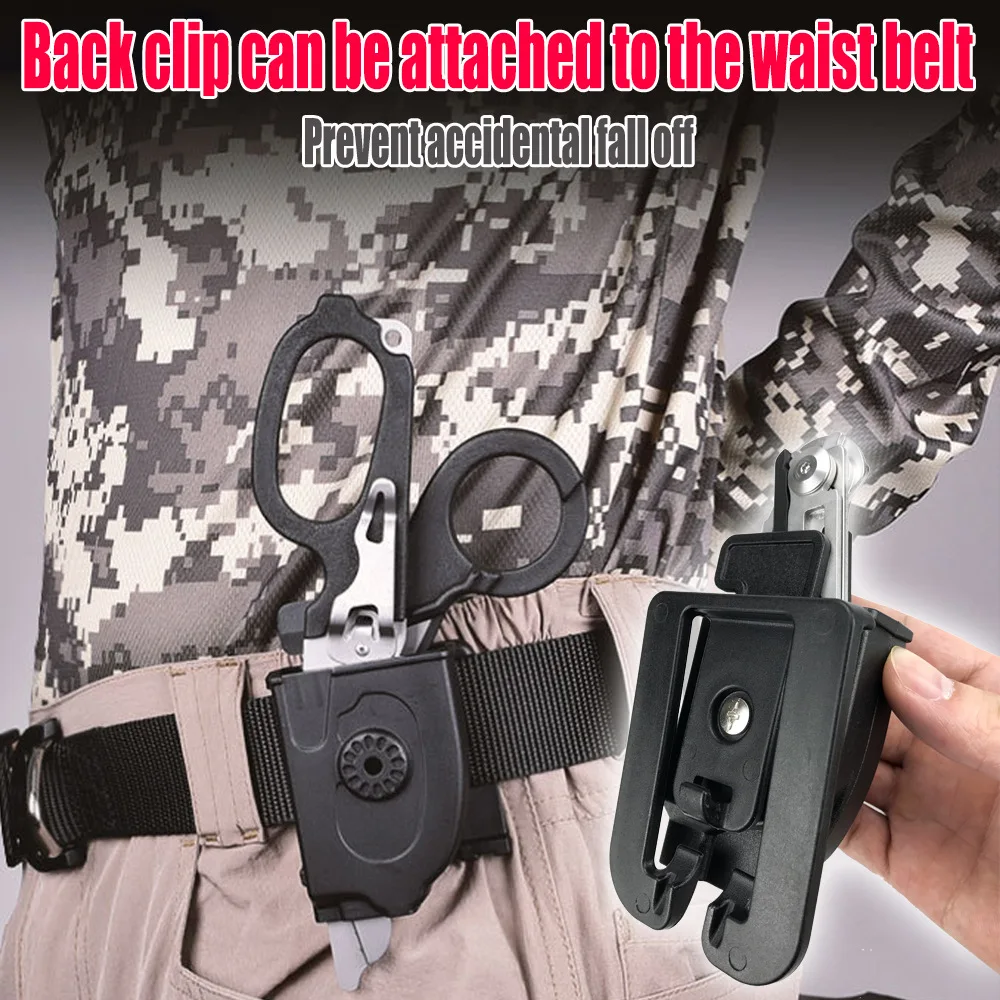 Multifunction Mini Portable Emergency Raptors Shears Stainless Tactical Folding Scissors Outdoor Survival Tool with scabbard