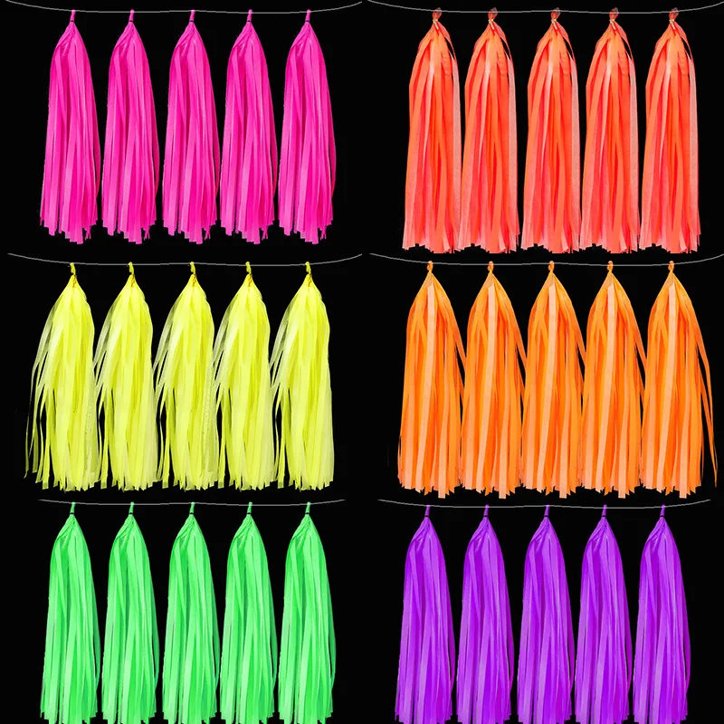 hot sale DIY 5 pcs /bag Foil Tassel Garland Baby Shower Birthday Party Wedding Wall Decoration Tissue Paper Fringe Tassels