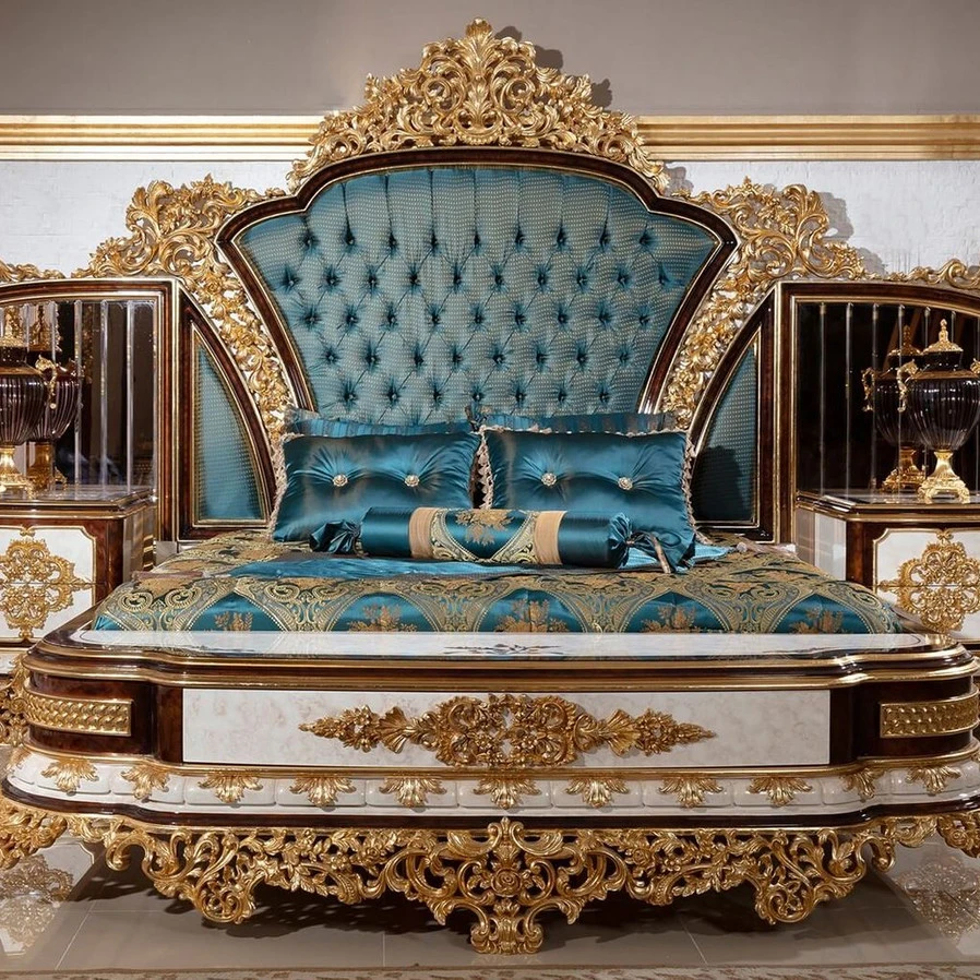 Fashion Custom Luxury Classic Solid Wood California King Bed Frame With Headboard For Home Furniture
