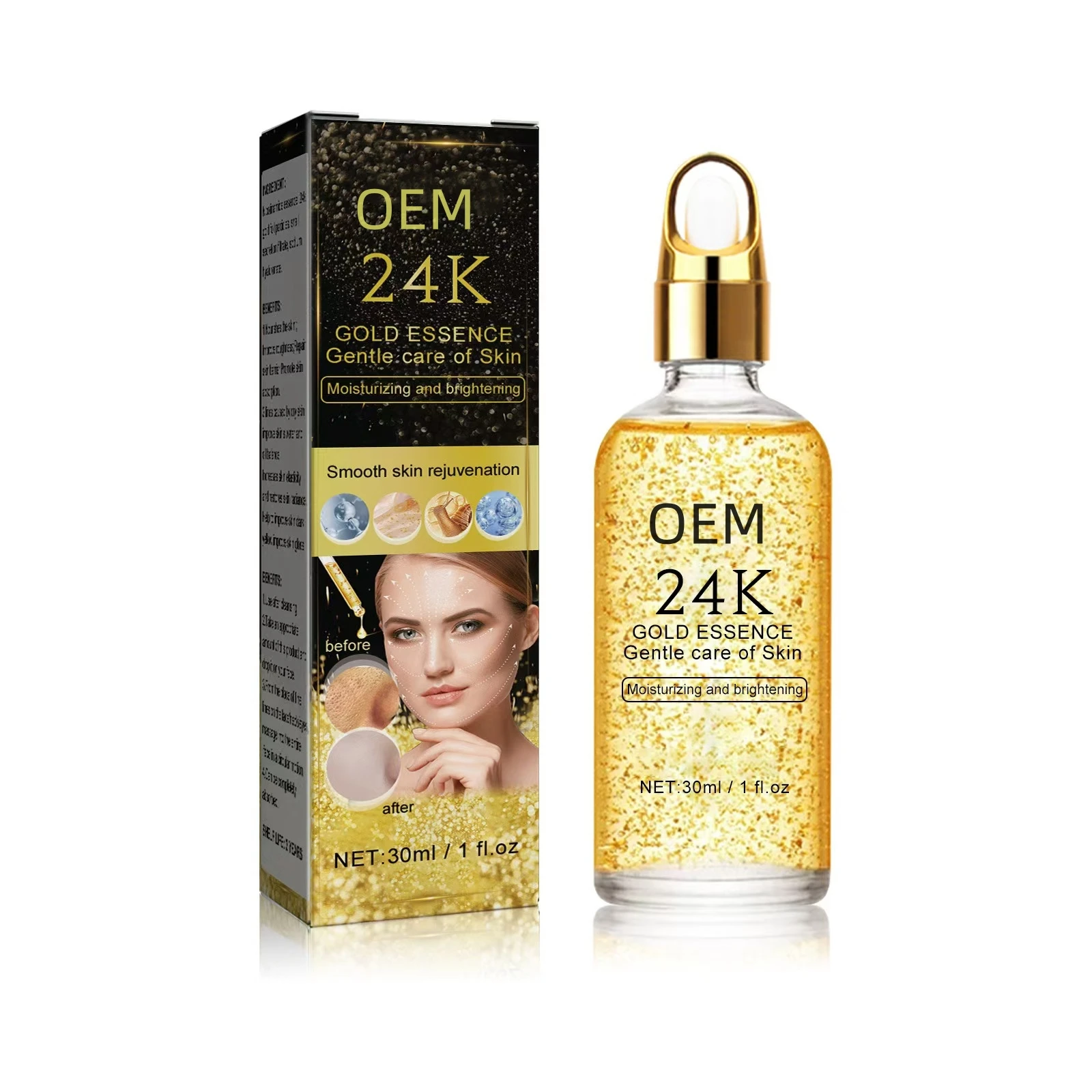 24k gold nano serum Natural Face Pore Shrink Nano Serum with Organic Niacinamide for Aging Liquid Form
