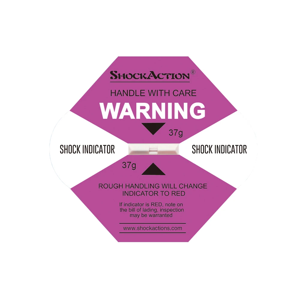 Shockaction Impact Indicator Label 37G Purple Shock Sensor Sticker for Fragile Cargo