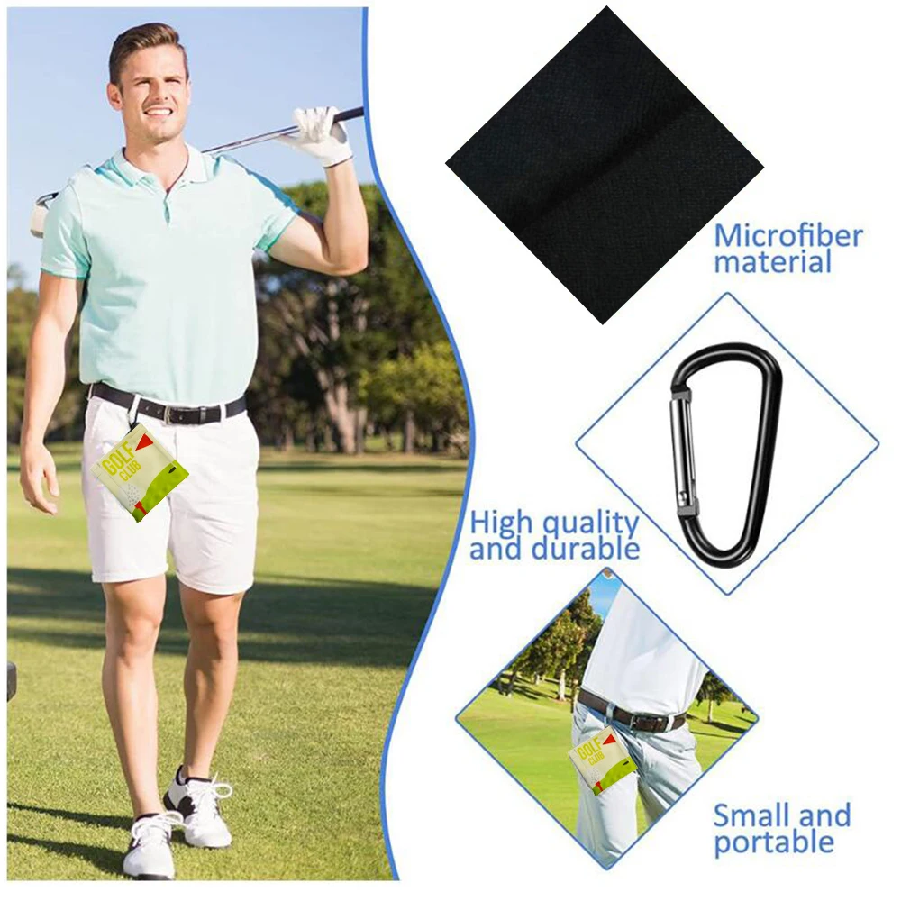 Custom Small Microfiber Golf Towel With Clip Hanging On Bag
