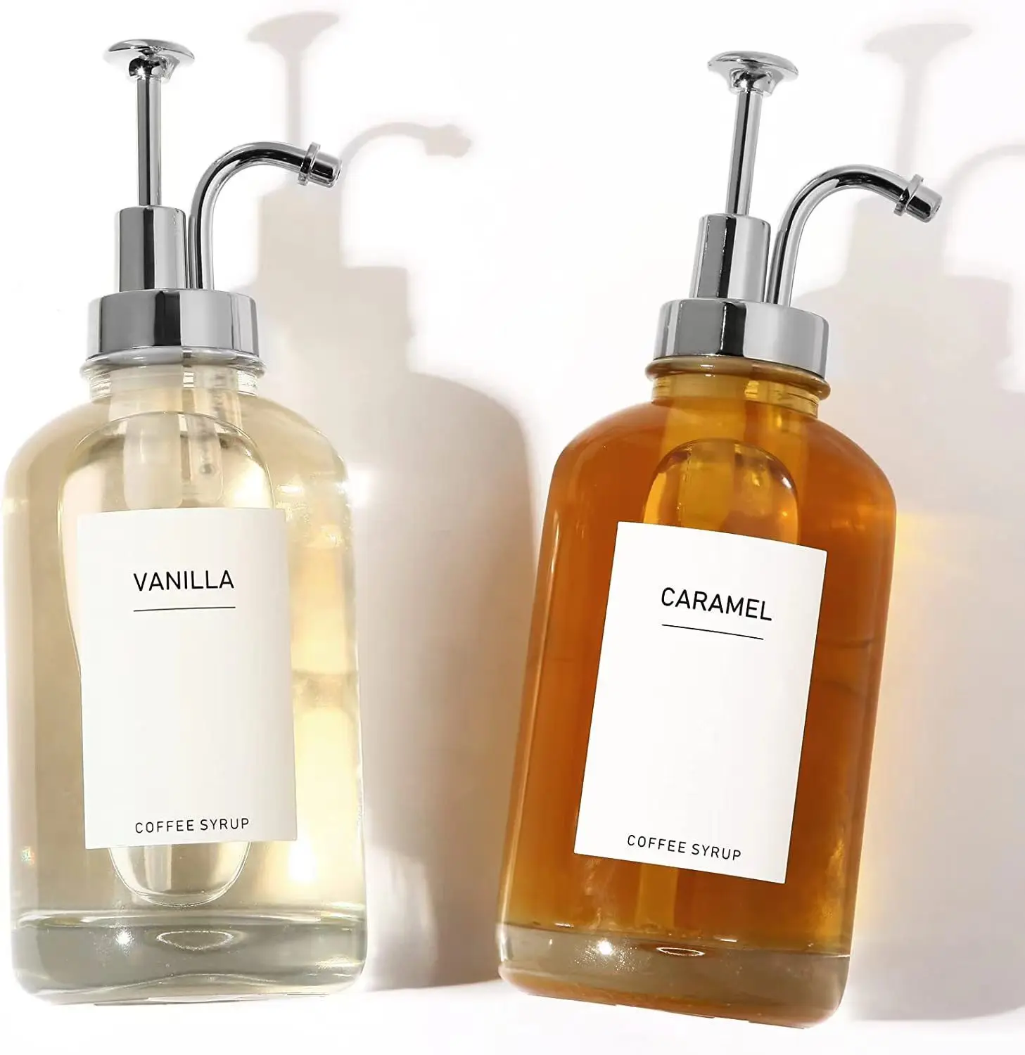 Luxury Home Coffee Bar Syrup Bottles 16 Oz Coffee Syrup Dispenser 500ml Glass Liquid Soap Dispenser with Box