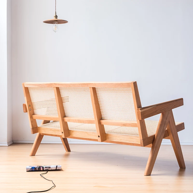 TPZ075 wholesale modern design wood luxury rattan leisure chair home furniture two seat wooden living room chairs