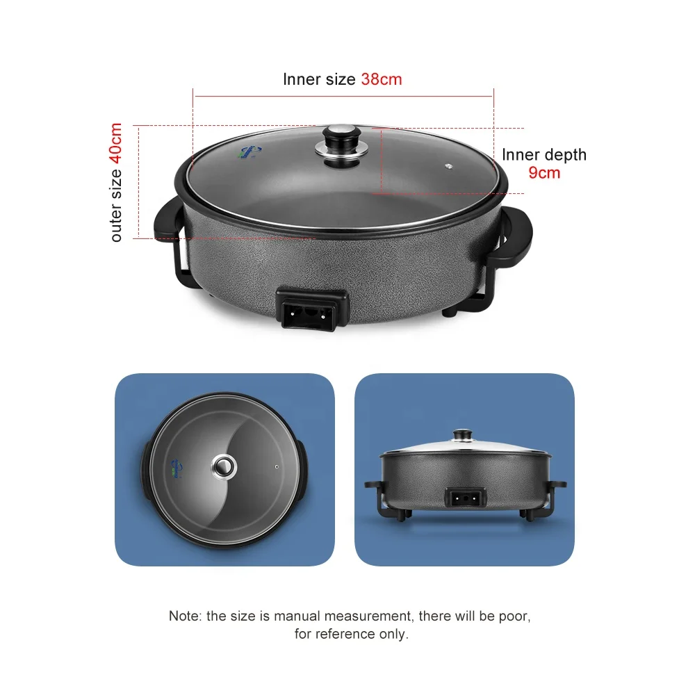 Andong 2021 popular round cast iron 1500w electric skillet with non-stick coating electric pizza maker