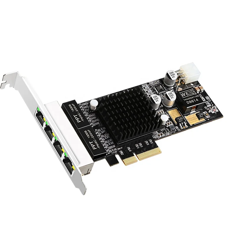 IOCREST 4 Ports PCIe PoE Gigabit Ethernet network card for Intel350 I350-T4 wired network card