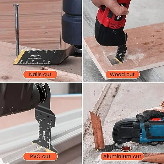 Oscillating Saw Multi Tool Blades Kits Universal Titanium Oscillating Tool Blades for Metal Wood Nails Screws