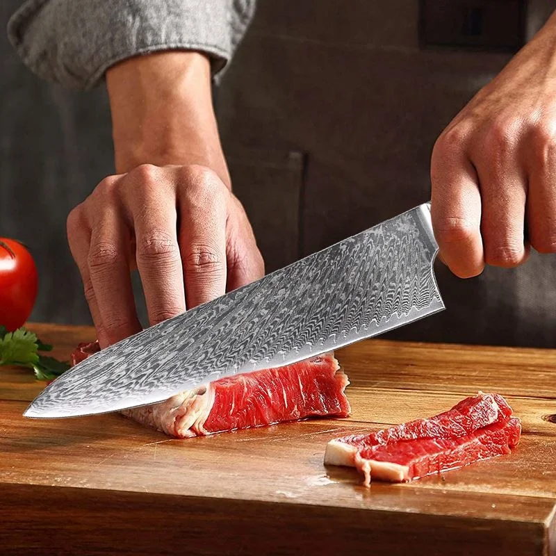 High Quality Japanese Vg10 Damascus Chef Knife Customizable Resin Handle Chefs Knife damascus kitchen knife