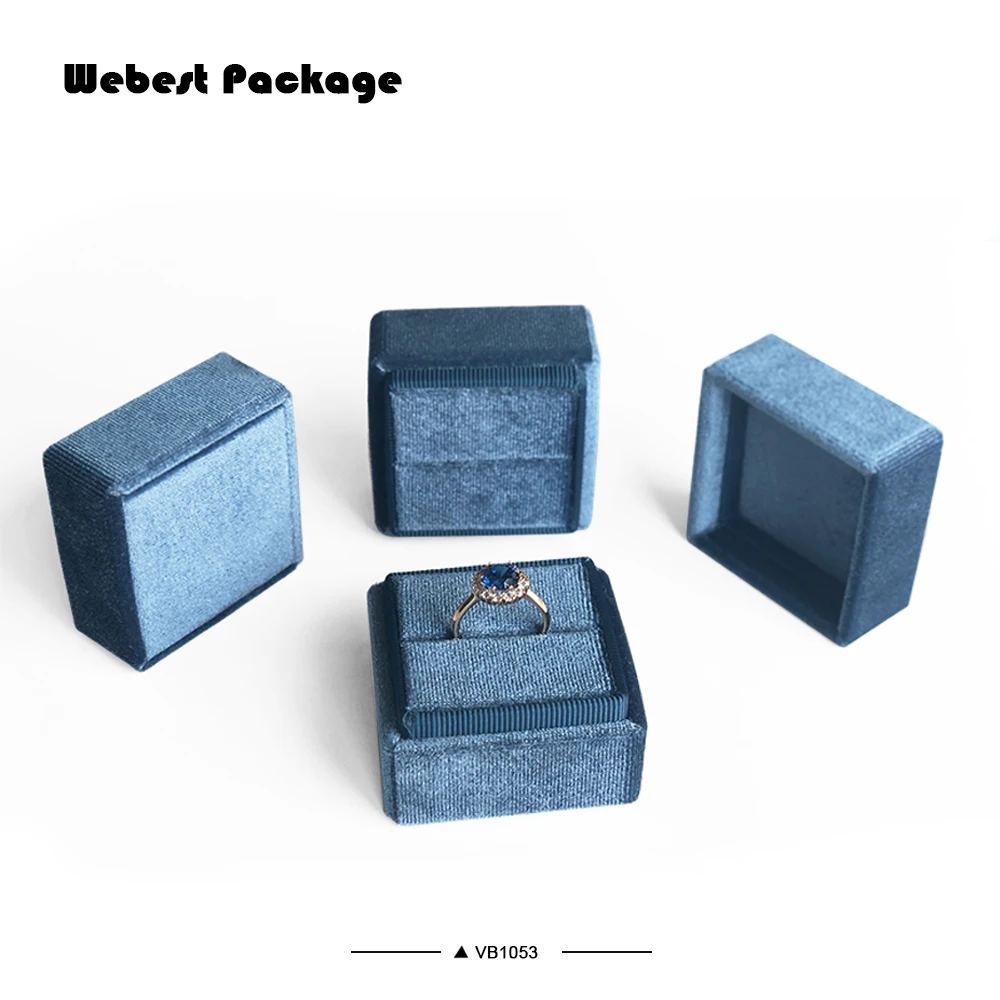 
Webest Brand Luxury Stretch Korean Velvet Jewelry Jewellery 2pcs Flocking Couple Ring Box 