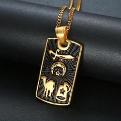 18k gold plated stainless steel shriner pendant mens crescent moon masonic necklace