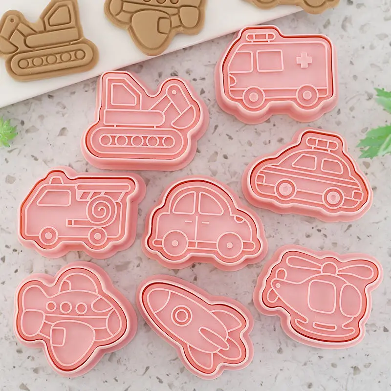 2022 Hot Selling Cartoon Car Shape Biscuit Mold 3d Pressure Cookie Mold For Children