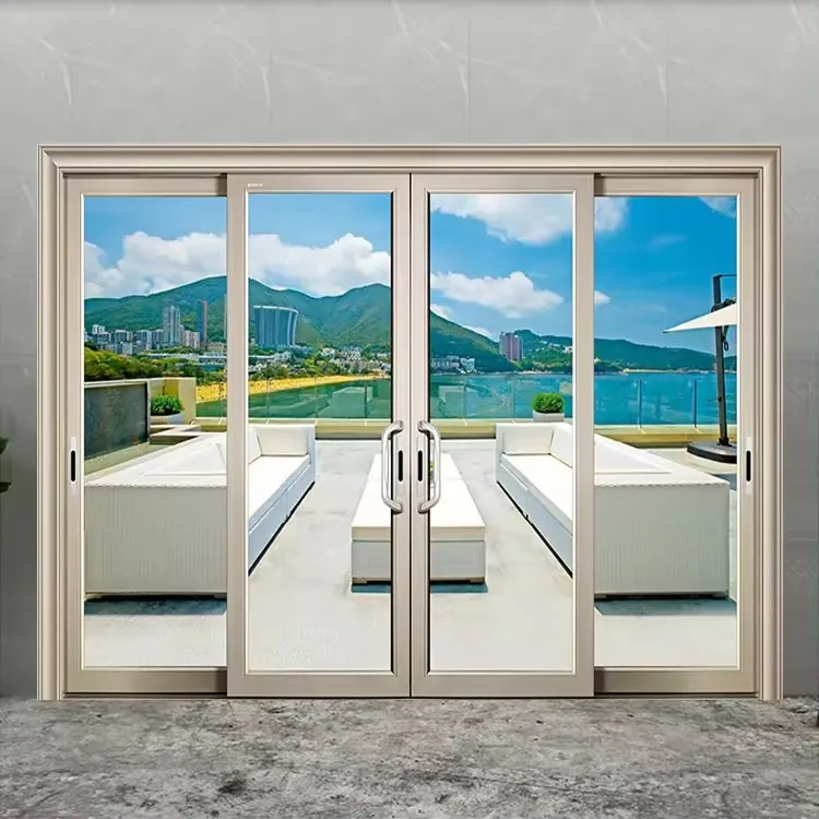 Modern style customized double glass thermal break aluminum frames sliding patio door turkey security doors for hotels