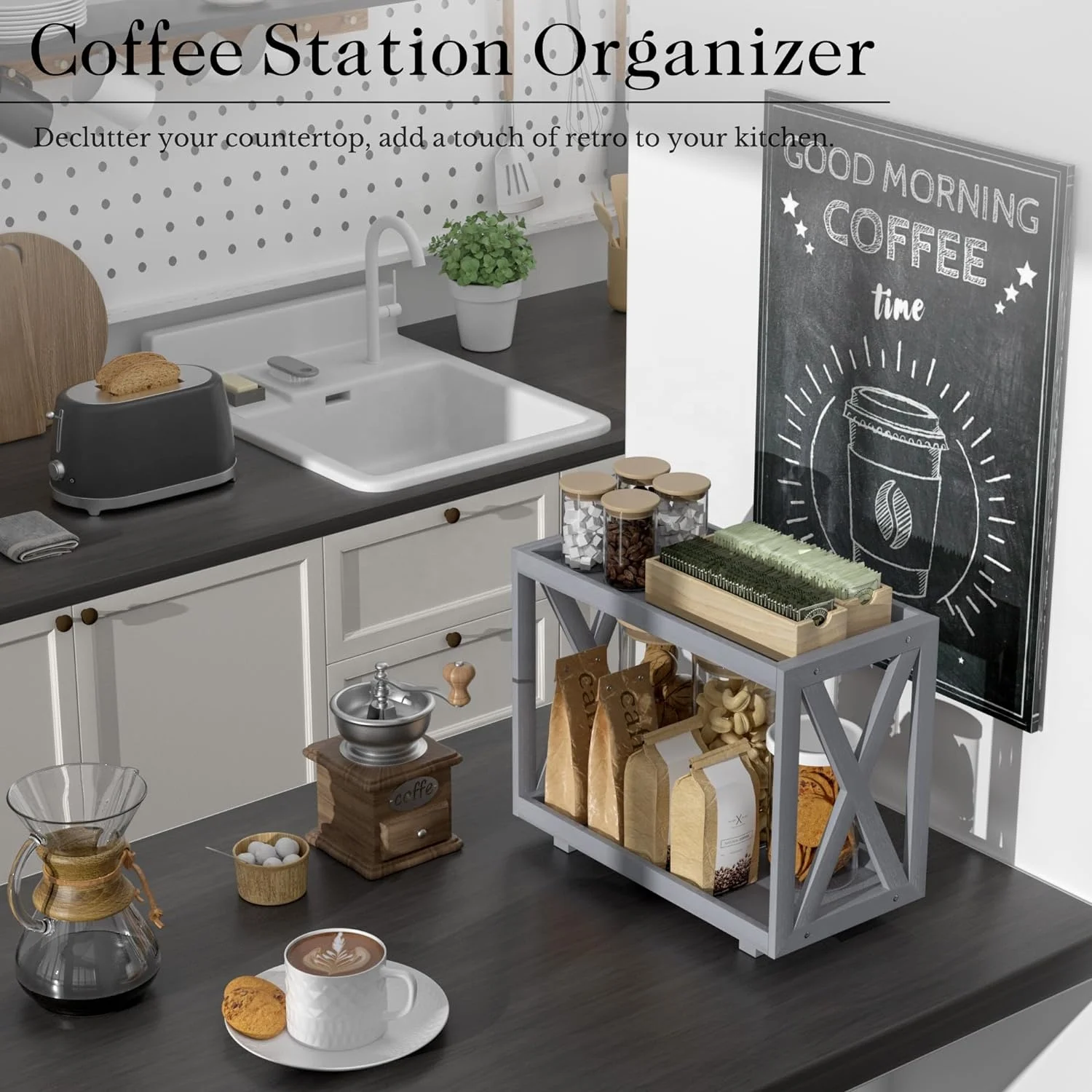 Bathroom countertop storage box storage rack, 2 layer storage, can store cosmetics, toiletries, skin care products, etc.